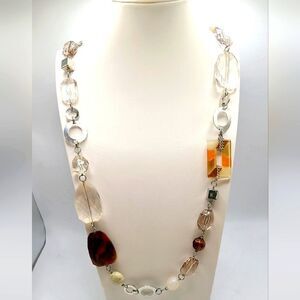 NY jewelry long necklace, silvertone